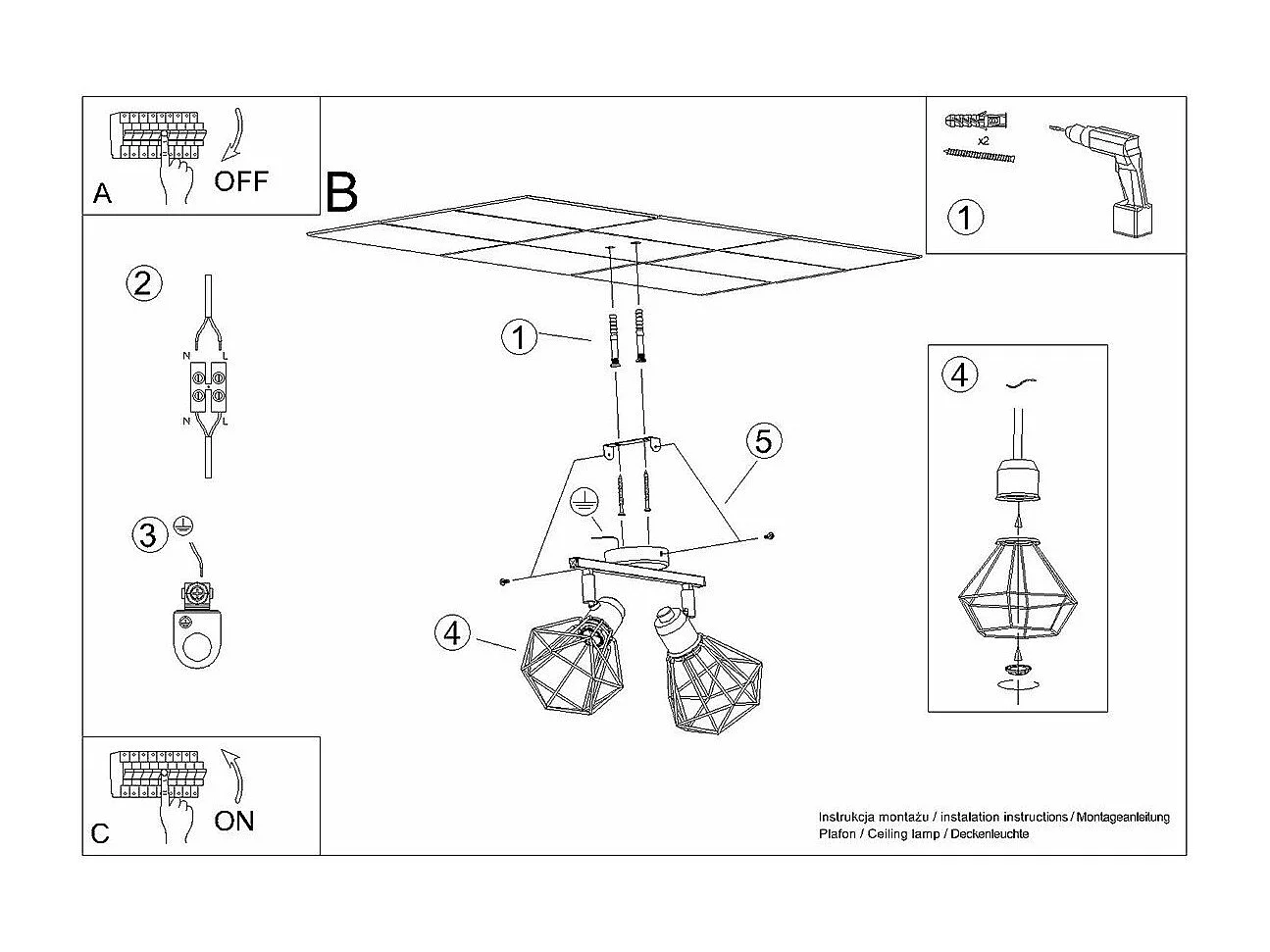 Plafonnier Glisandor 2 blanc