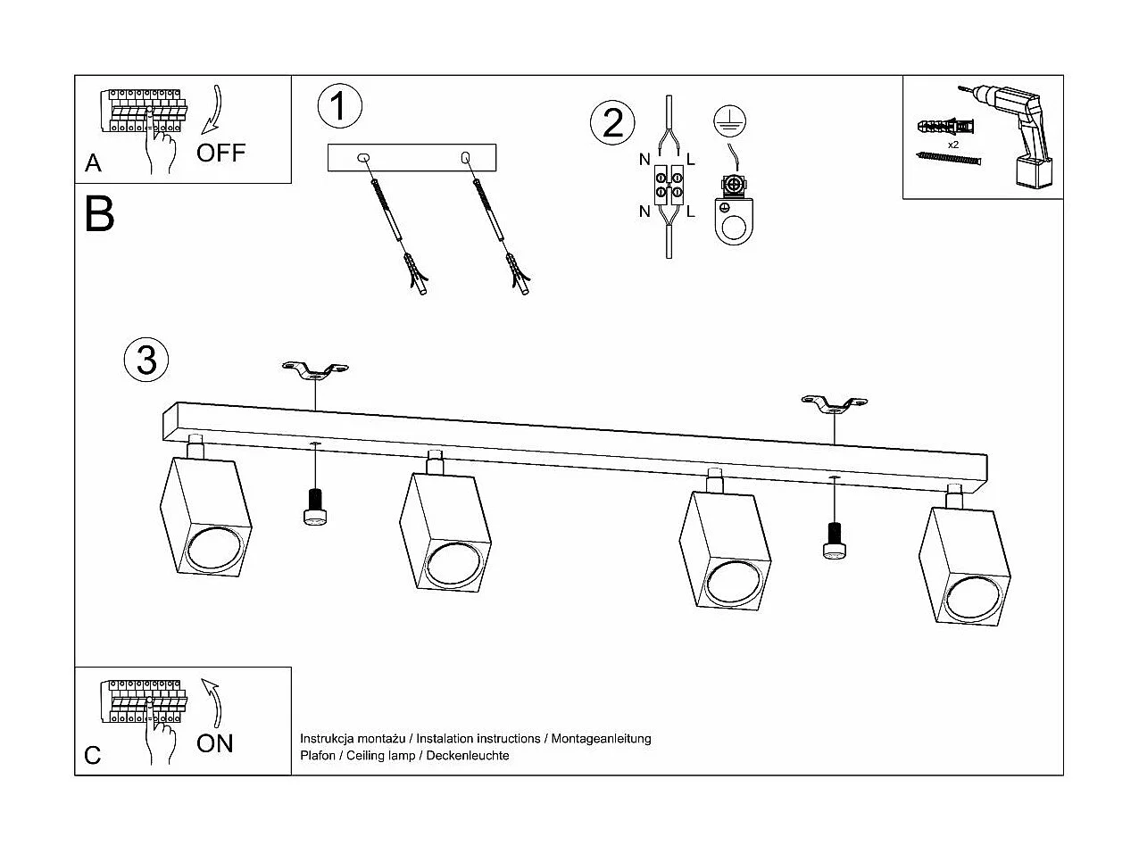 Plafonnier Kepler 4 chêne