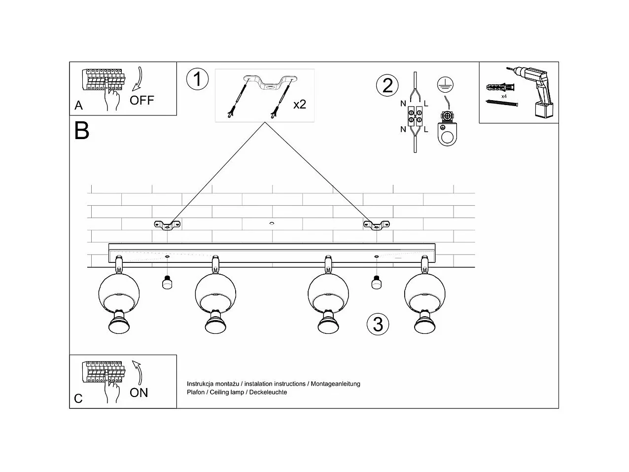 Plafonnier Oculus 4L blanc