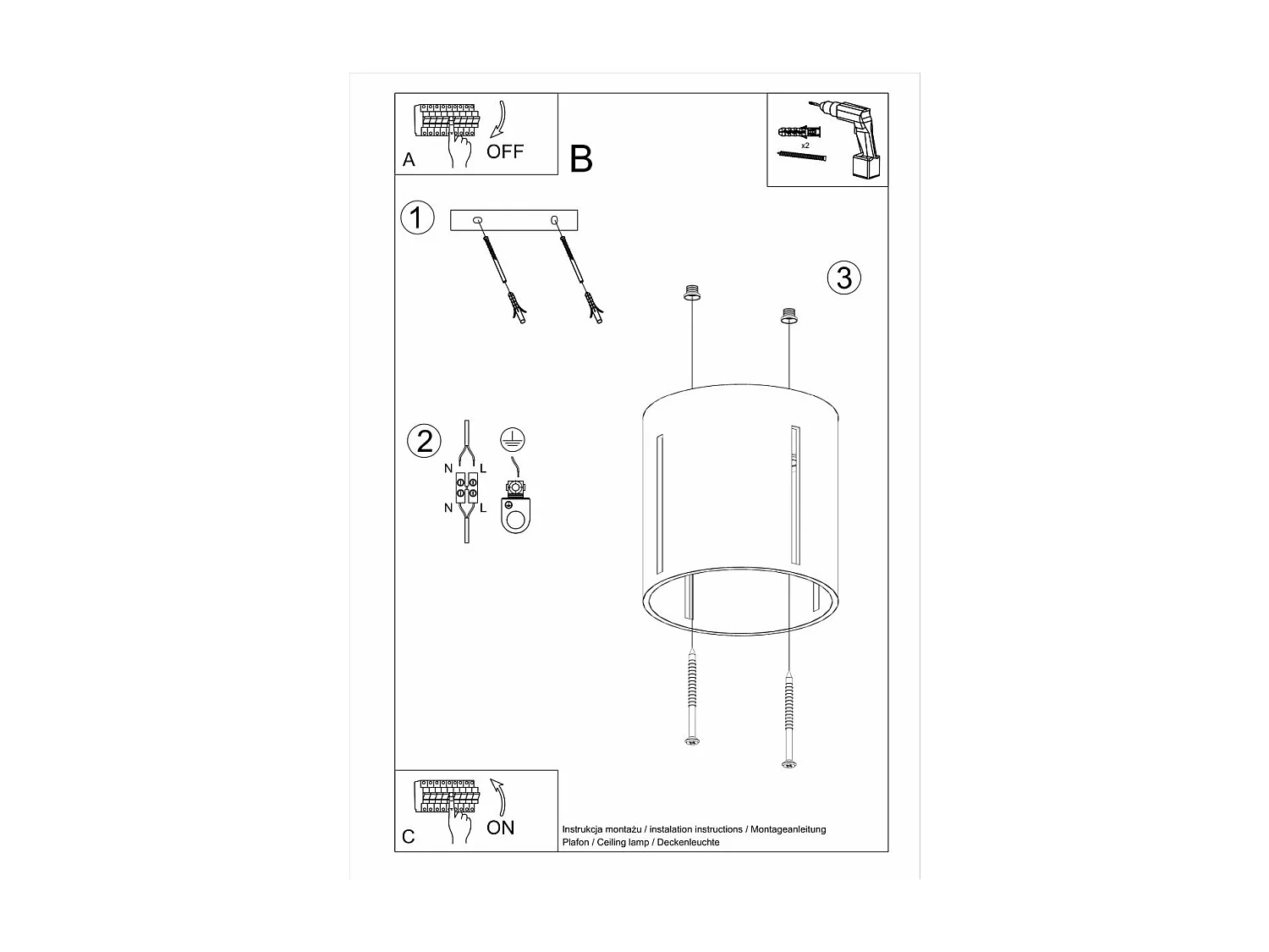 Plafonnier Yolz noir