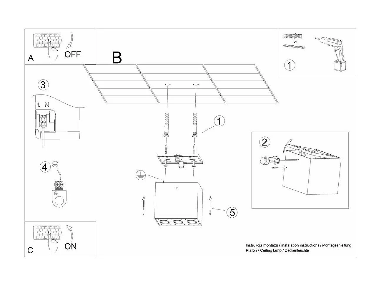 Plafonnier Omega noir LED