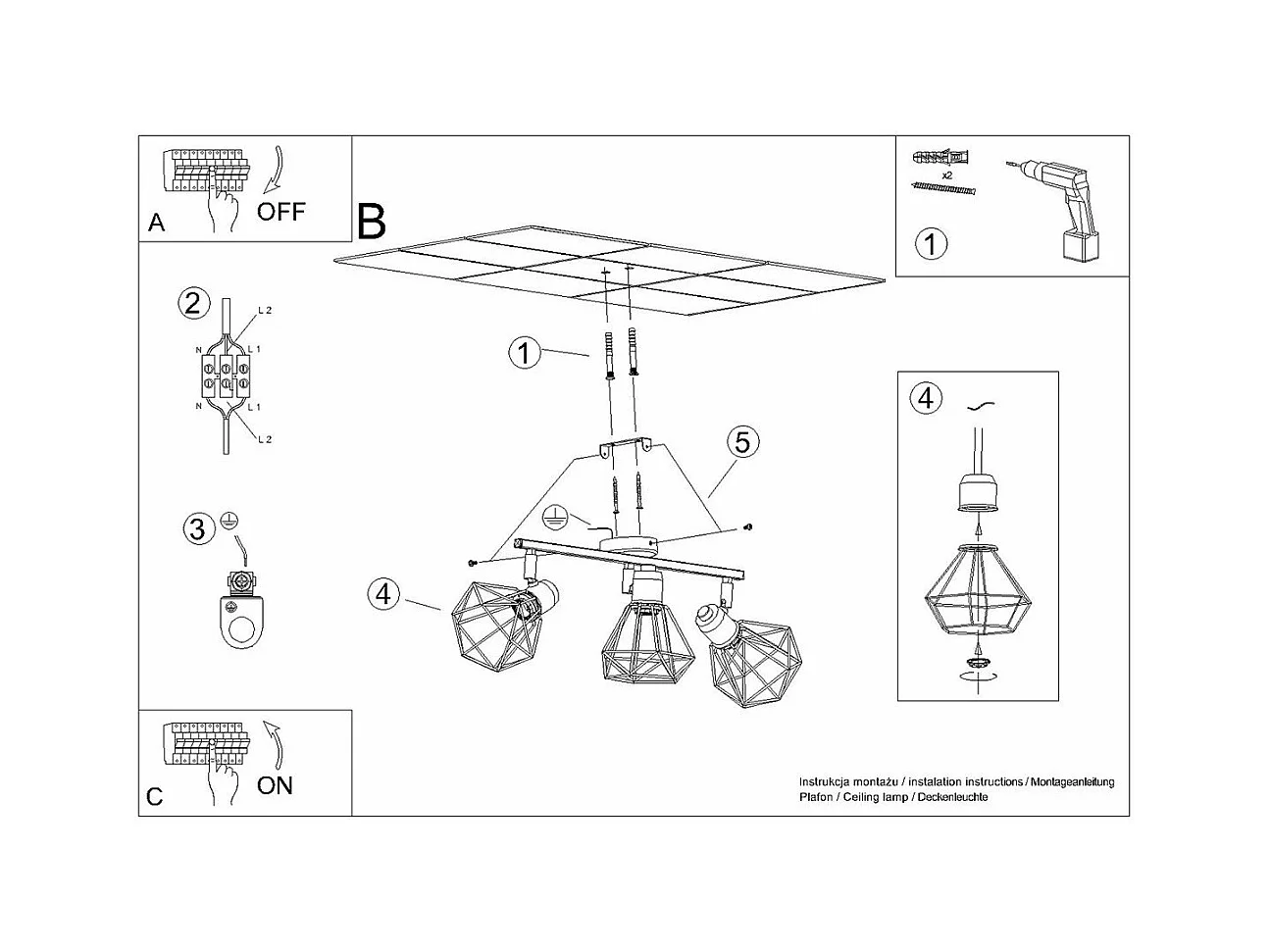 Plafonnier Glisandor 3 blanc
