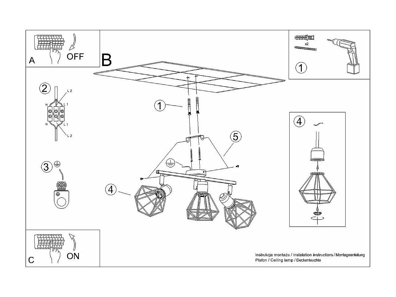 Plafonnier Glisandor 3 blanc