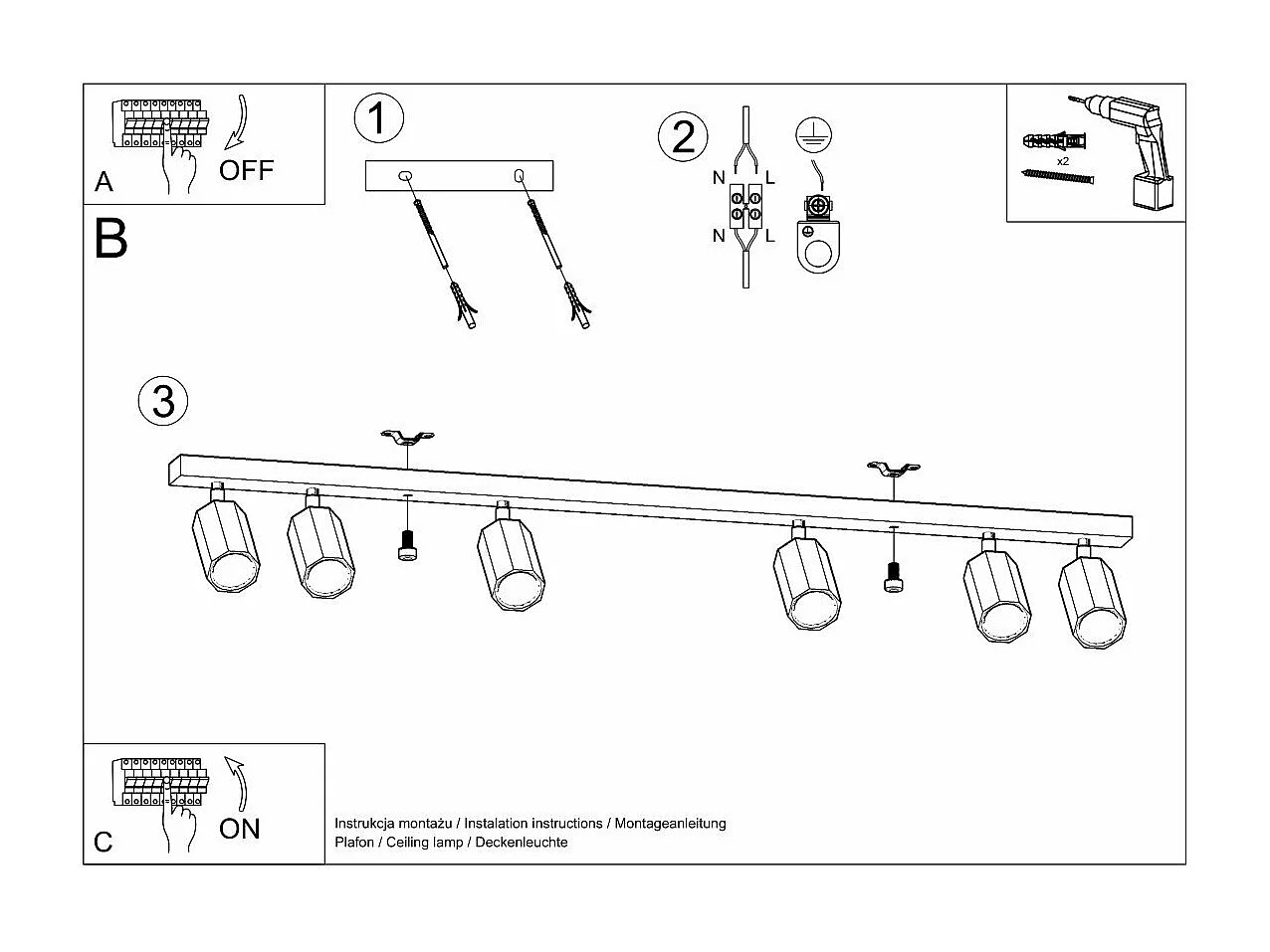 Plafonnier Tyrian 6 chêne