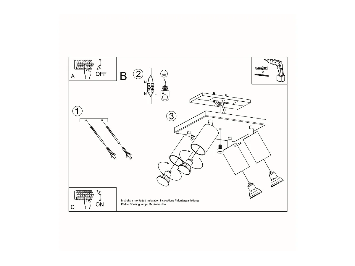 Plafonnier Lysandra 4 blanc