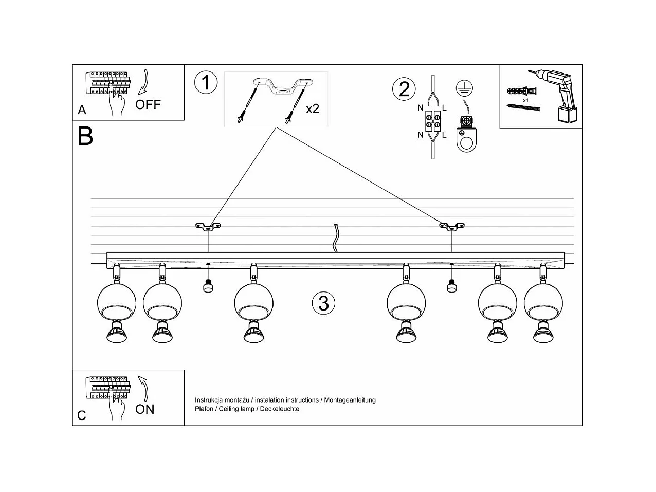 Plafonnier Oculus 6L blanc