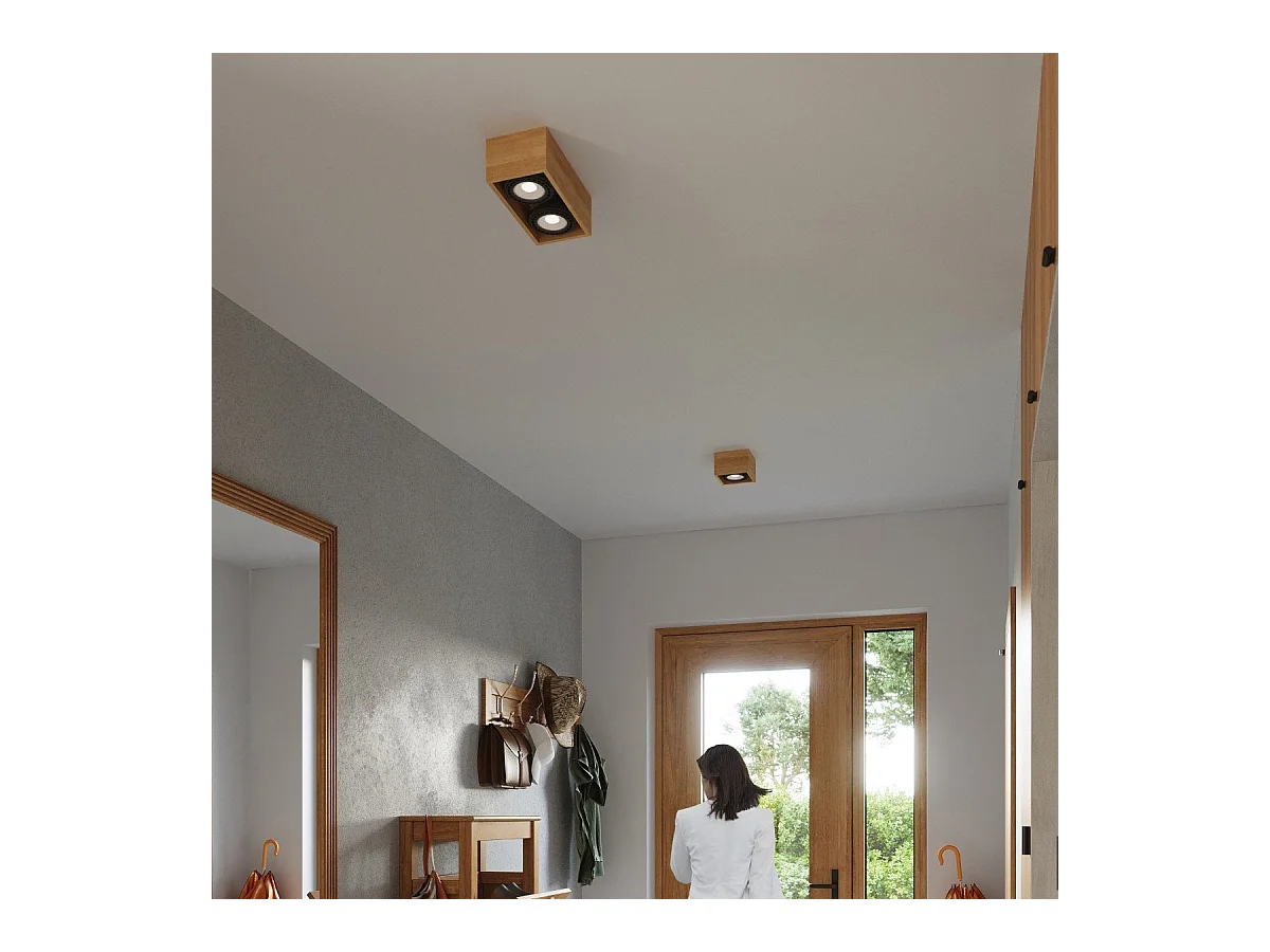 Plafonnier Quatron 2 bois naturel