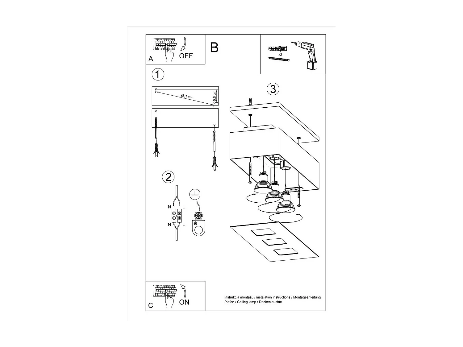Plafonnier Monoceros 3 blanc