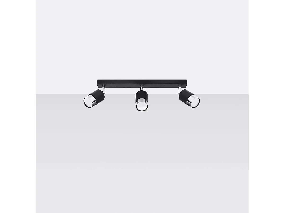 Plafonnier Nereus 3 noir-chrome