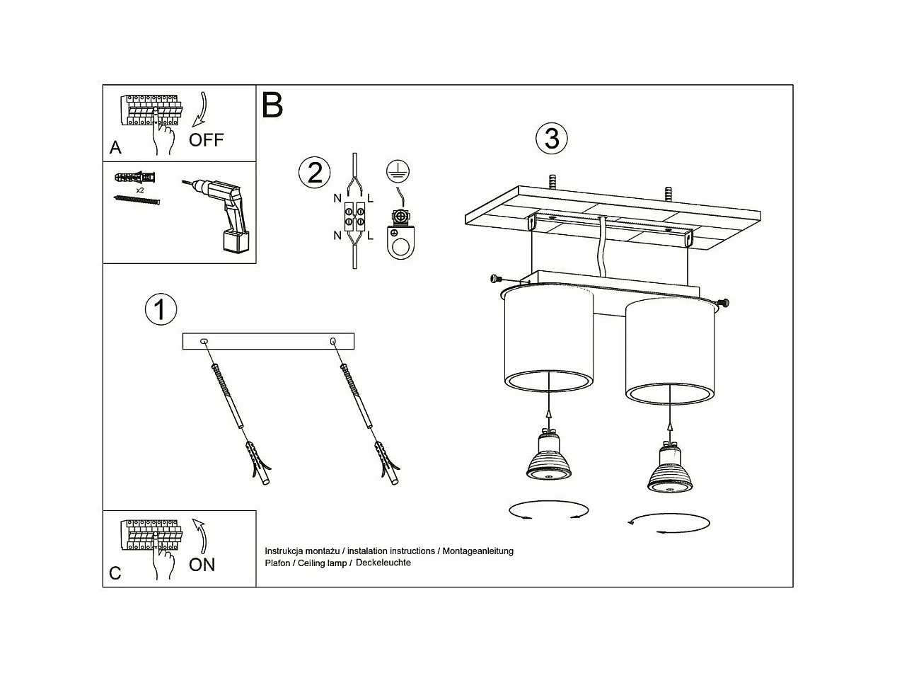 Plafonnier Orbitum 2 blanc