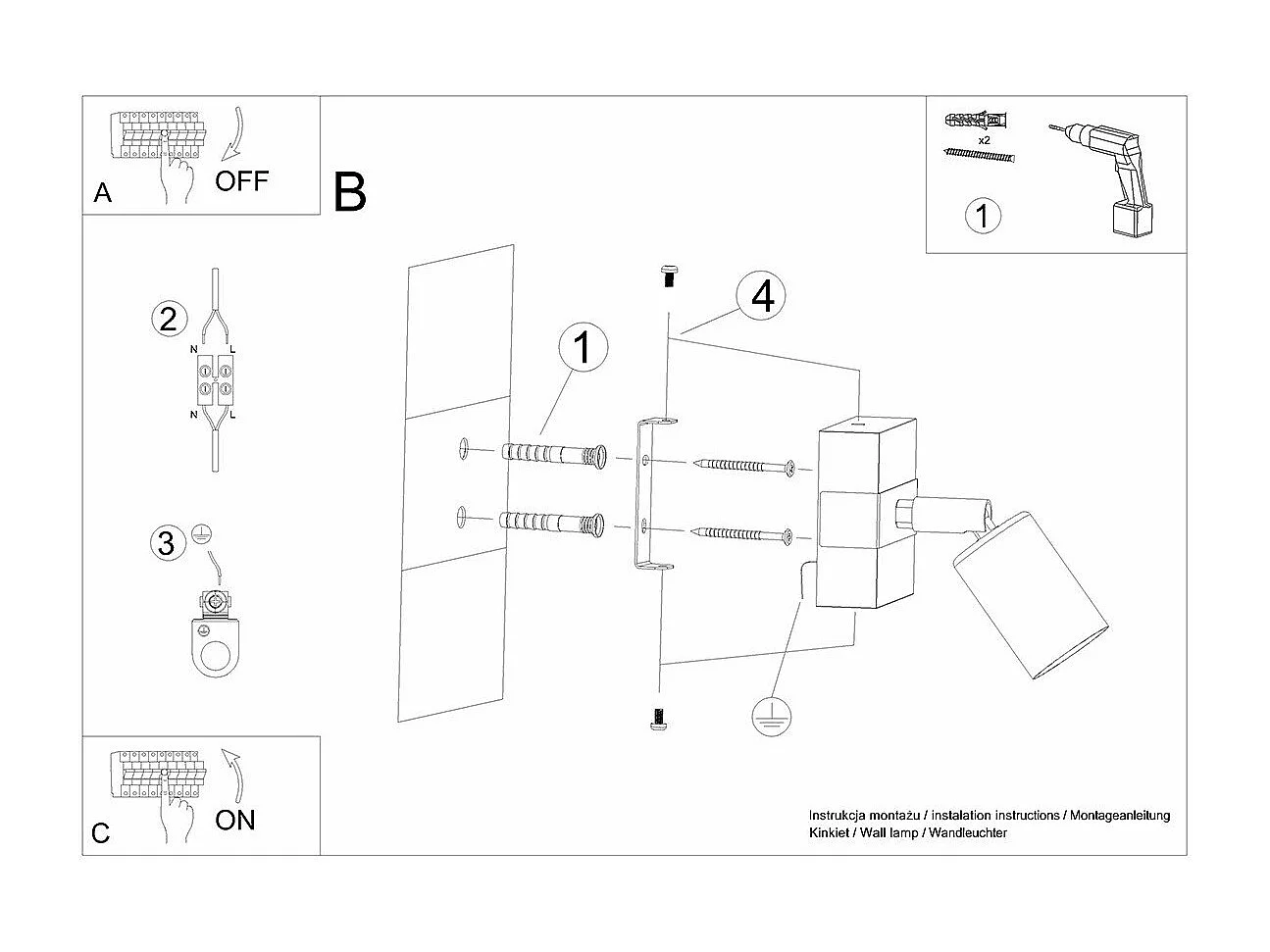 Applique Naos 1 noir