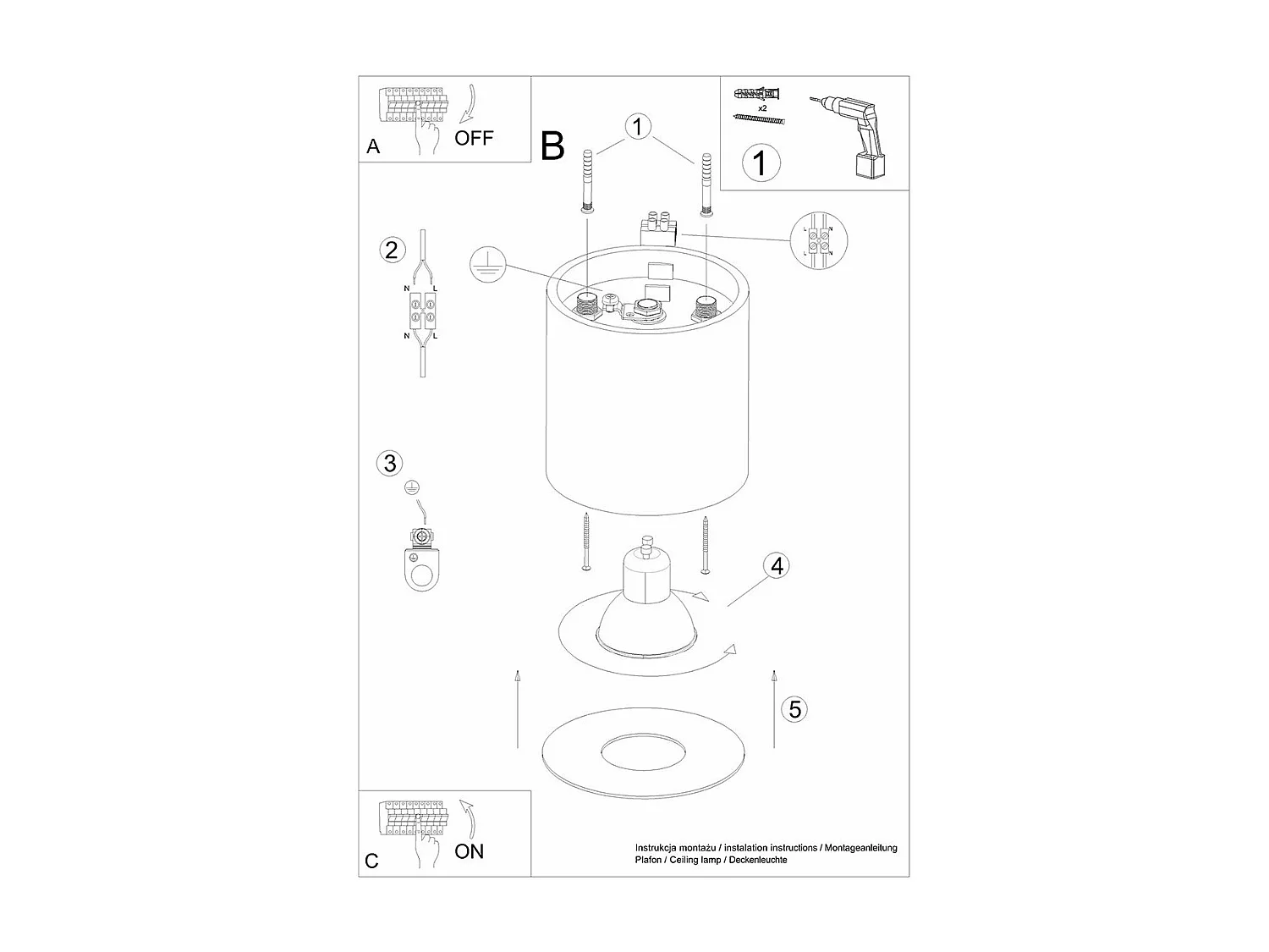 Plafonnier Superion gris