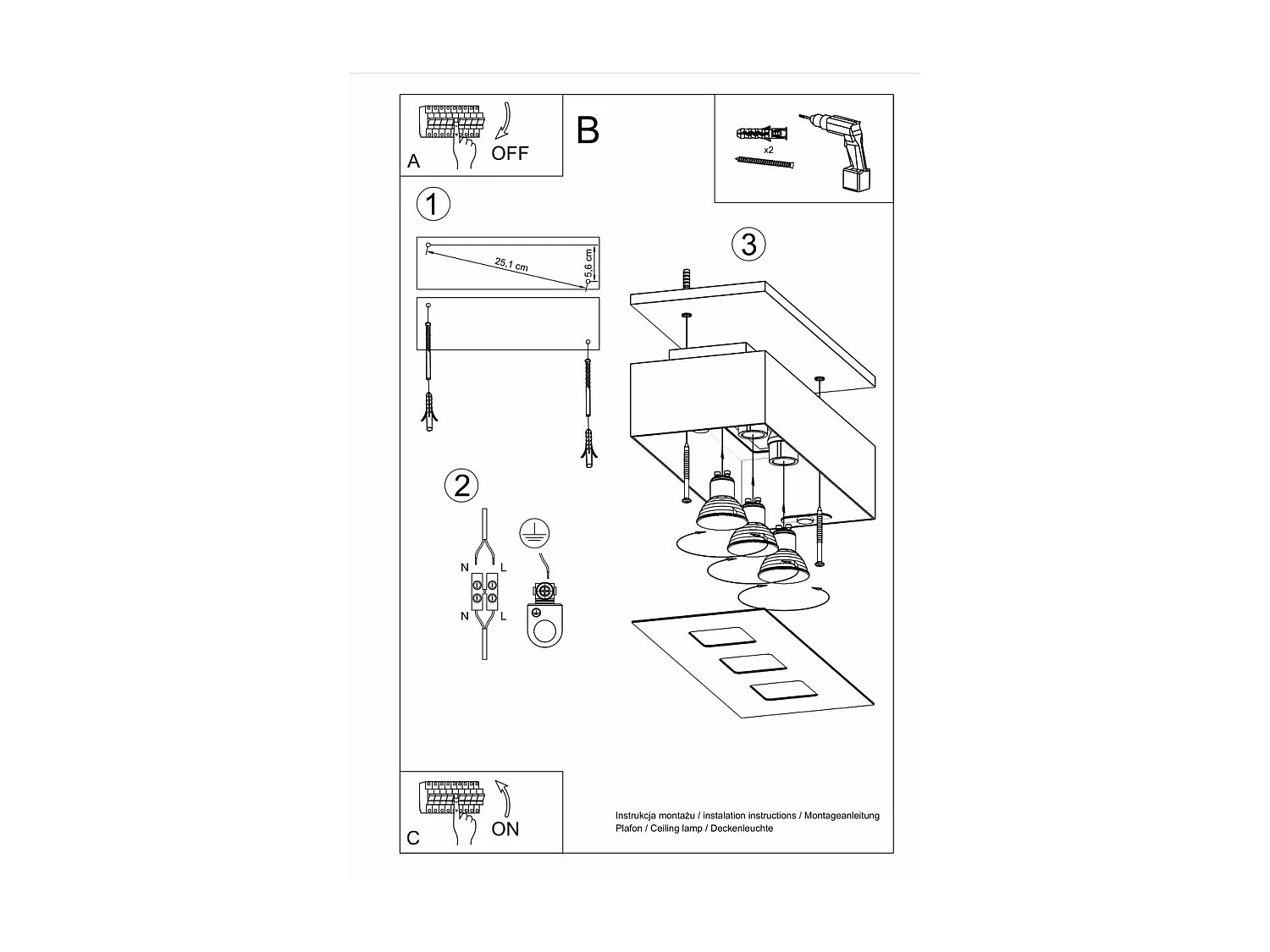 Plafonnier Monoceros 3 noir