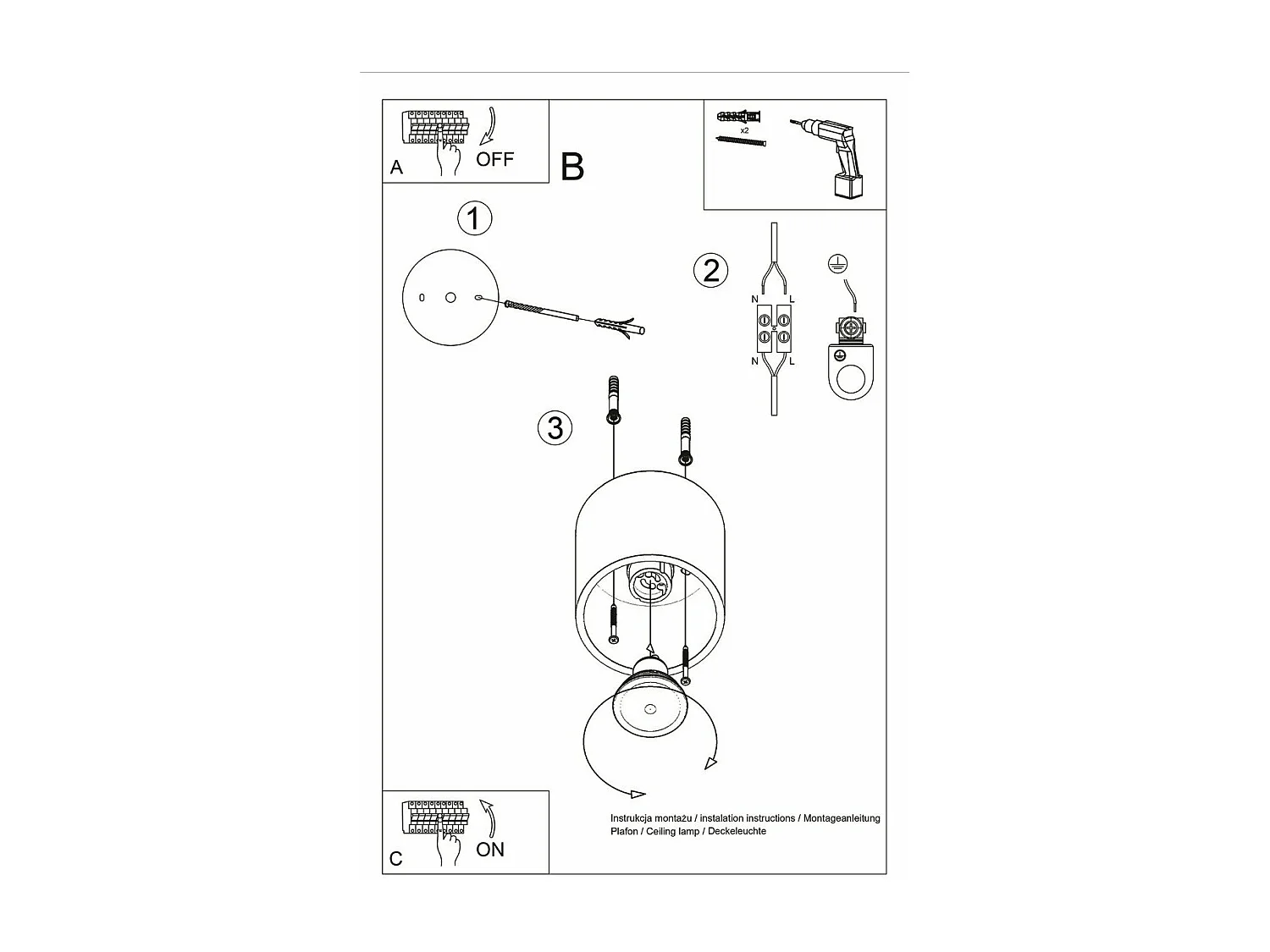 Plafonnier Orbitum 1 gris