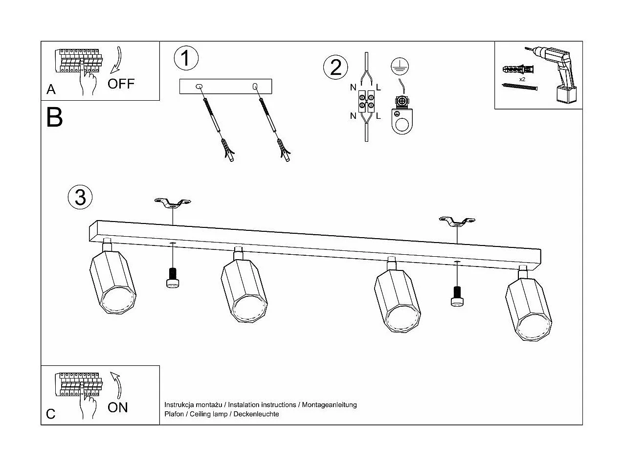 Plafonnier Tyrian 4 chêne
