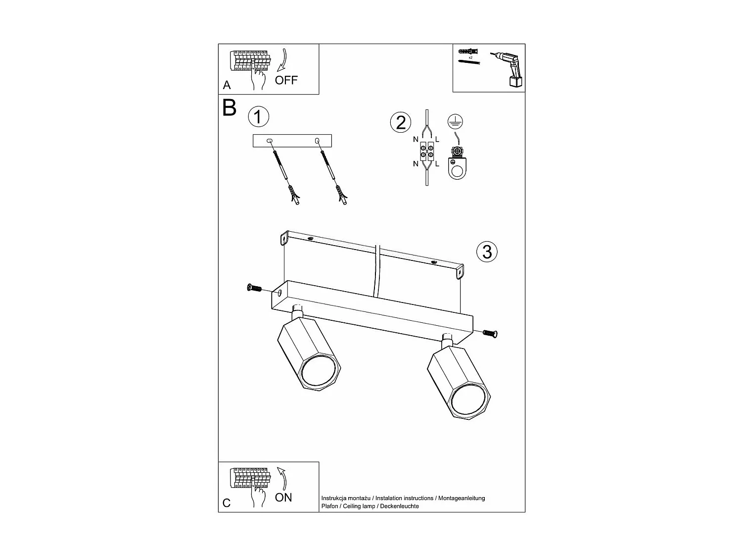 Plafonnier Tyrian 2 chêne