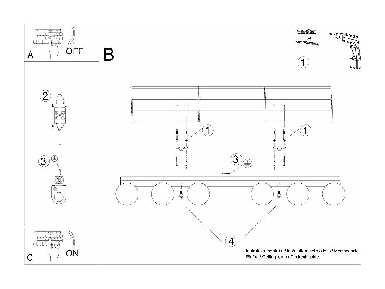 Plafonnier Seraphine 6 noir