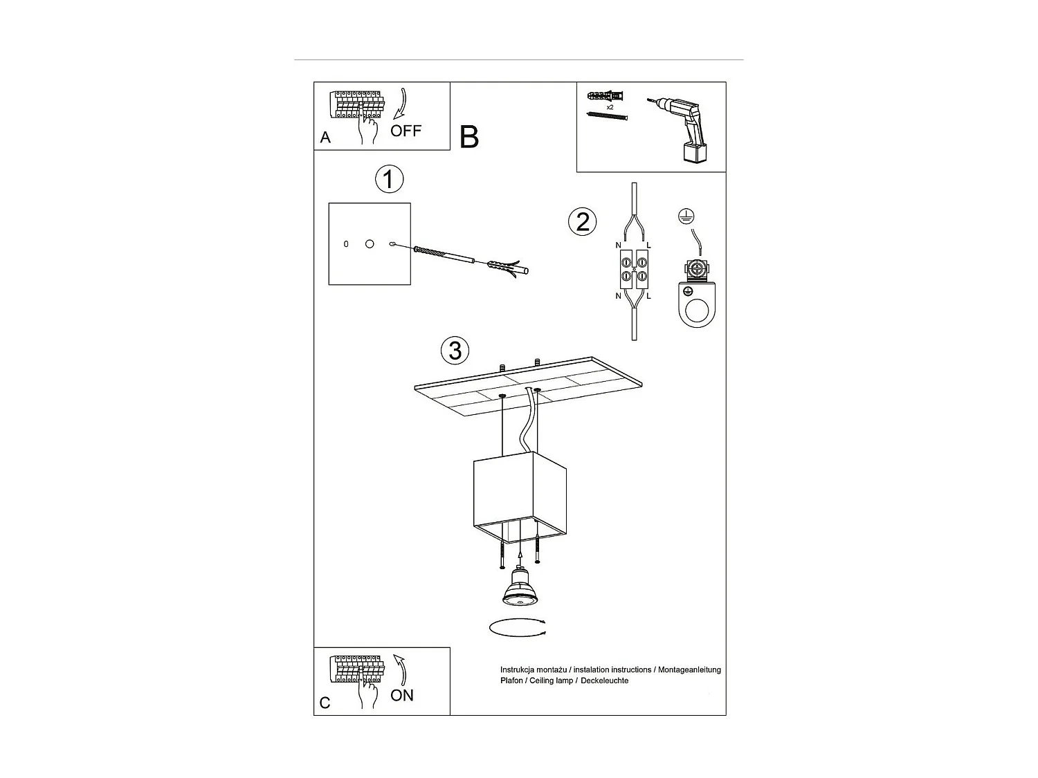 Plafonnier Quasar 1 anthracite
