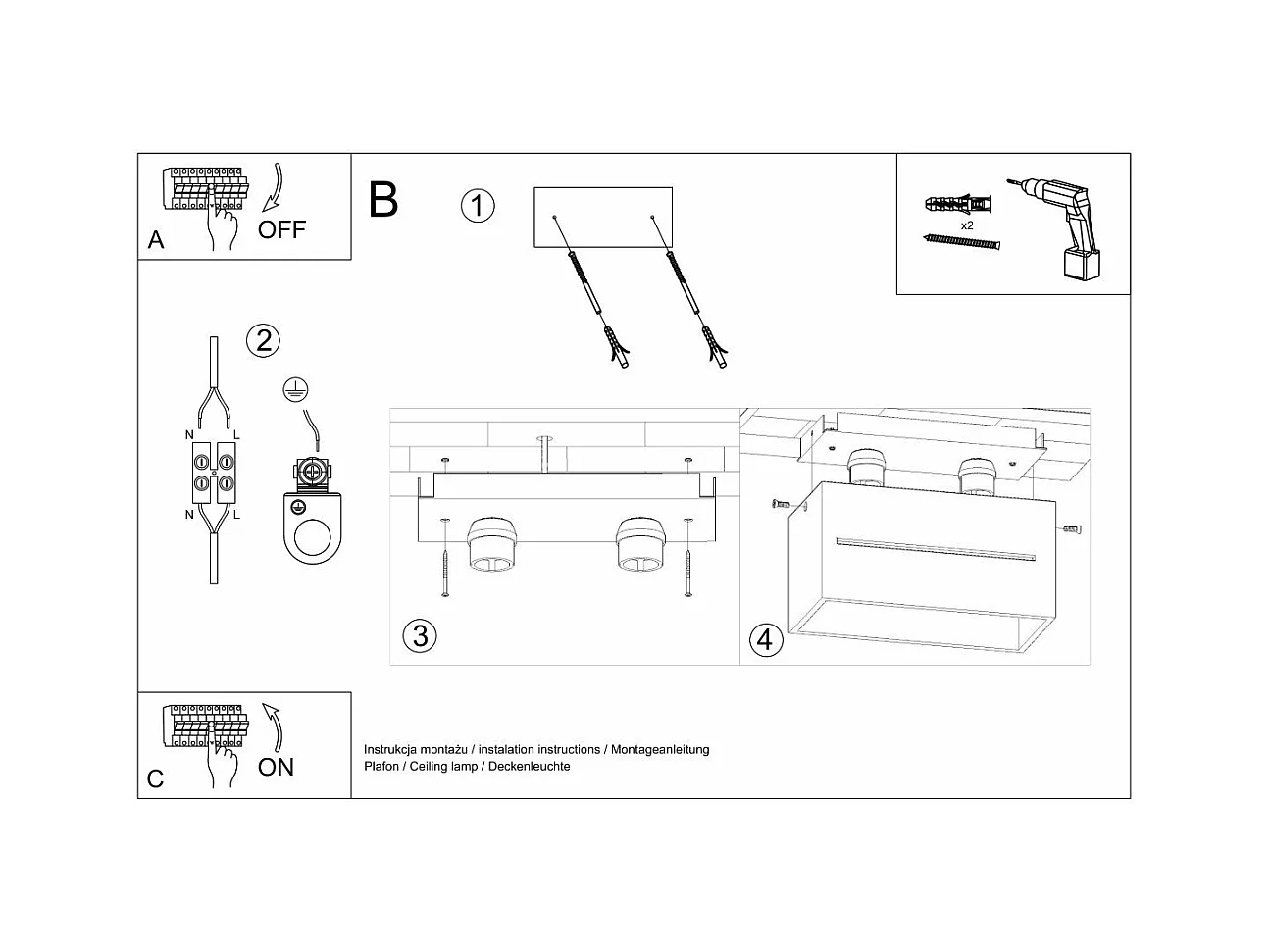 Plafonnier Lunar 2 gris