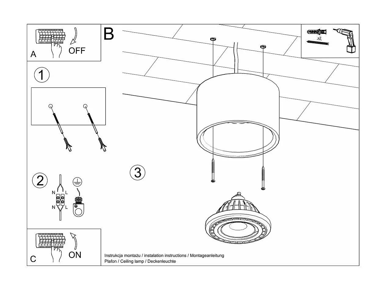 Plafonnier Nova 1 béton