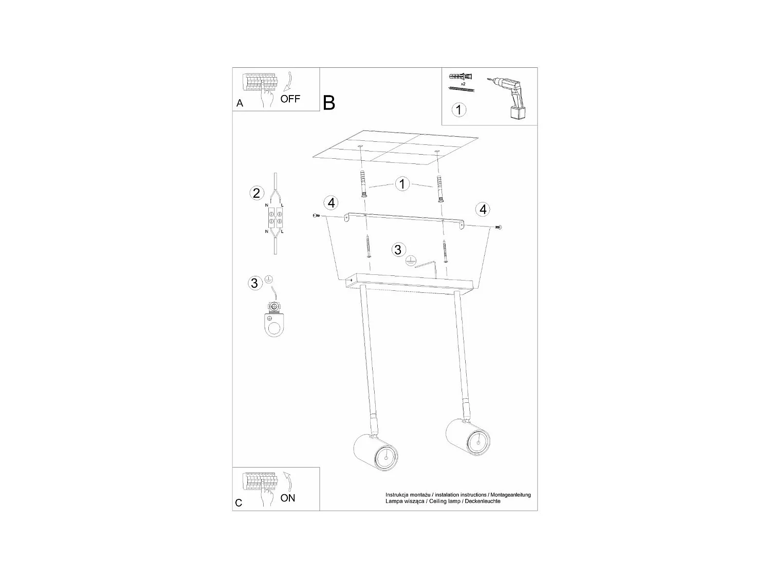 Plafonnier Noralis 2 noir
