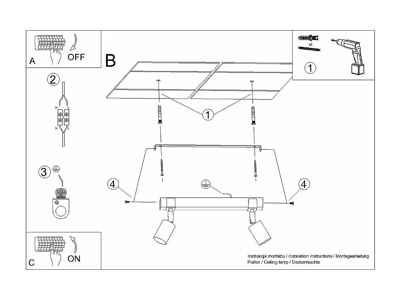 Plafonnier Flare 2 noir