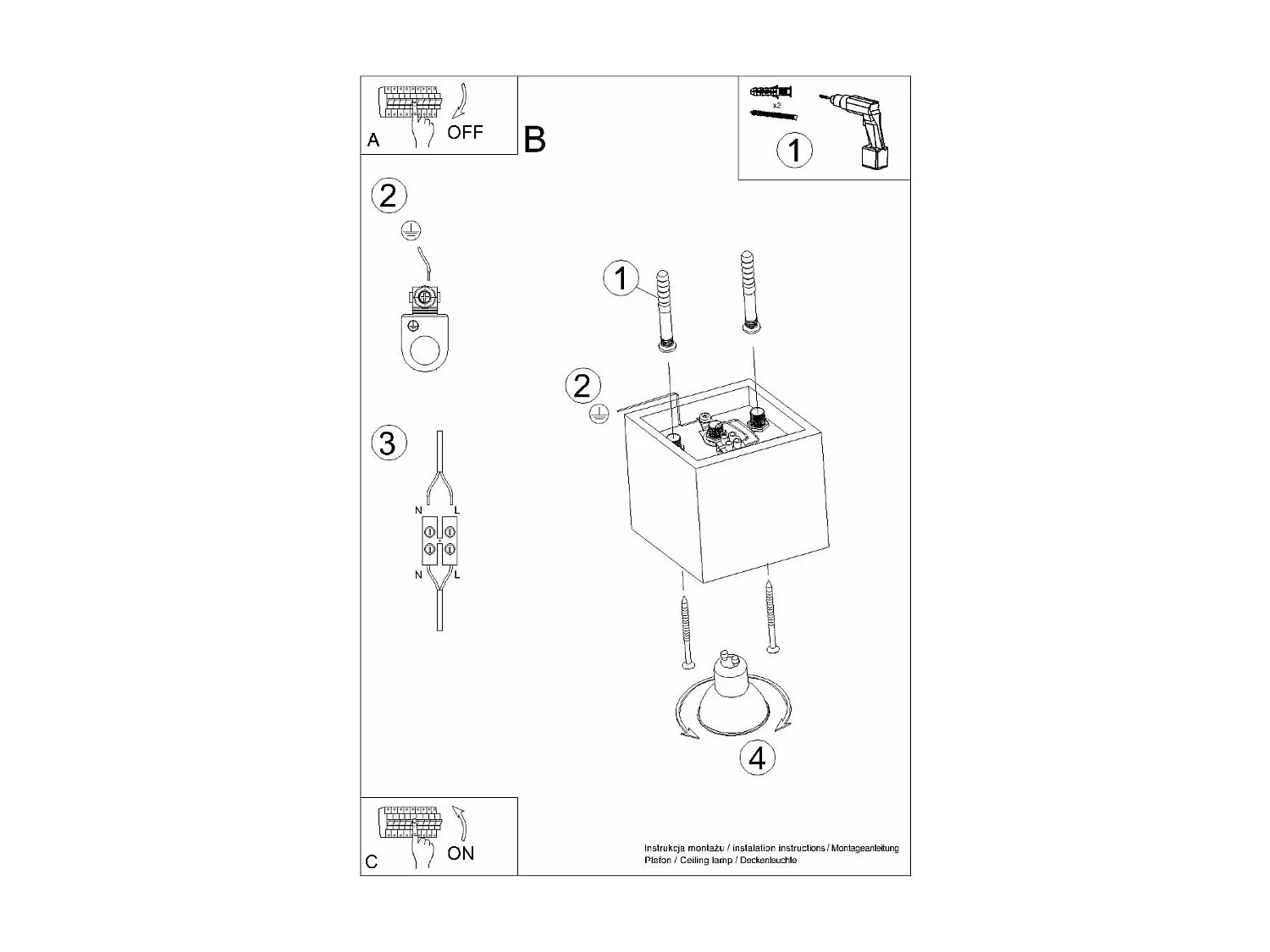 Plafonnier Quasar 1 gris