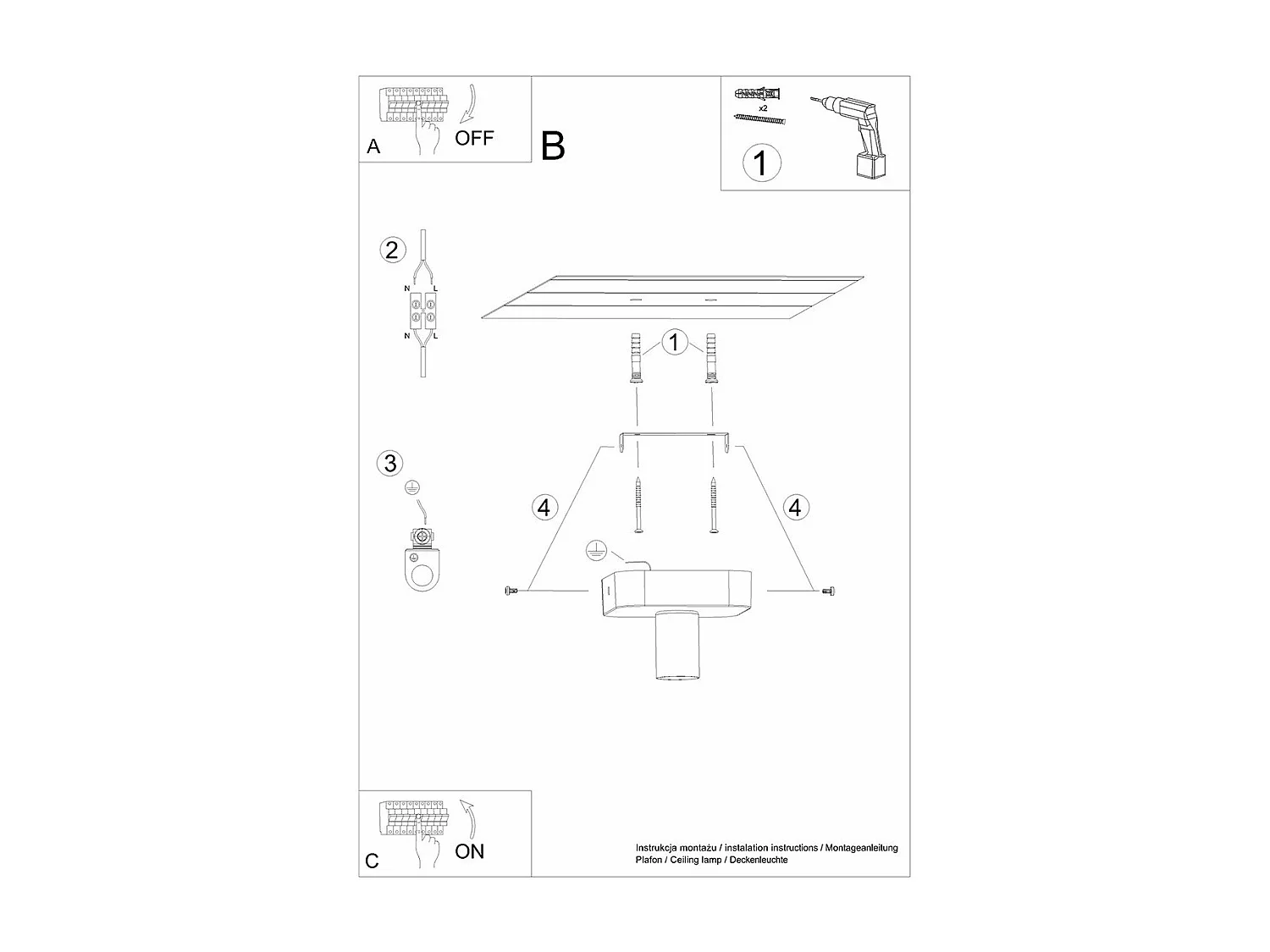 Plafonnier Solea 1 Gris