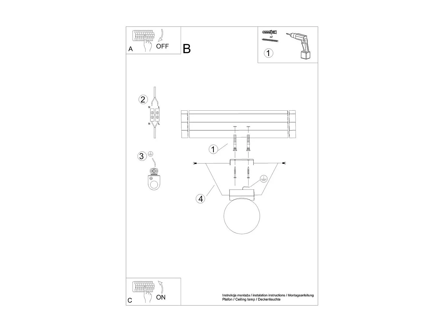 Plafonnier Seraphine 1 noir