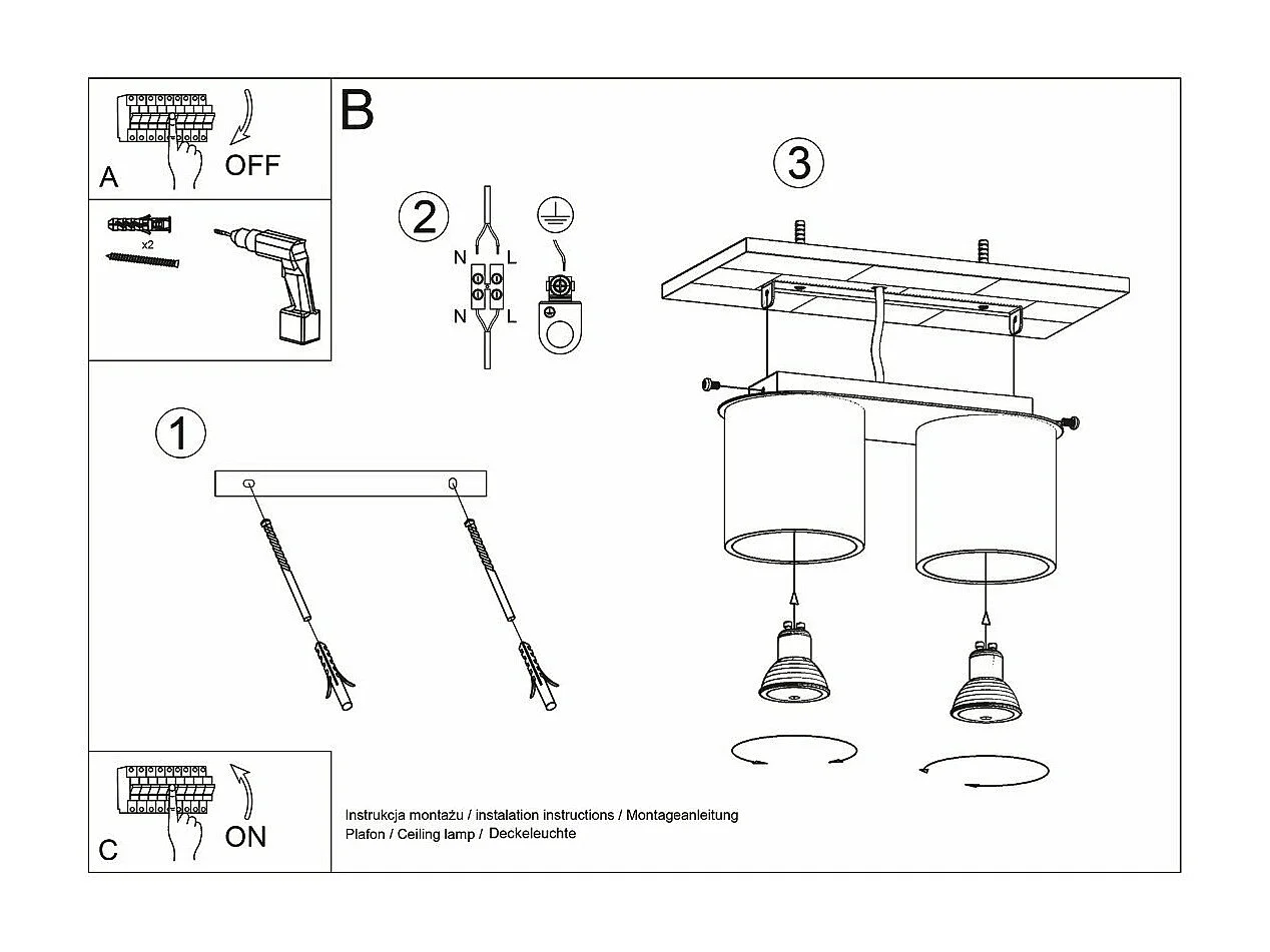 Plafonnier Orbitum 2 noir