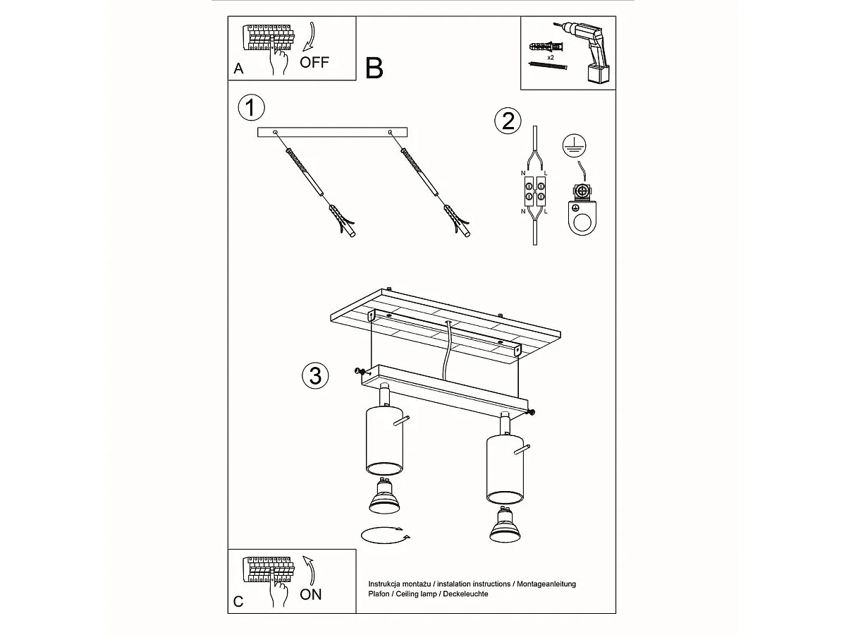 Plafonnier Lysandra 2 blanc