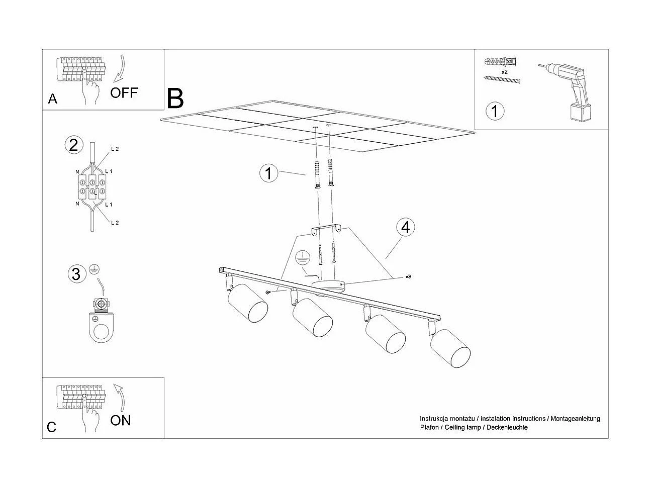 Plafonnier Lucida 4L blanc