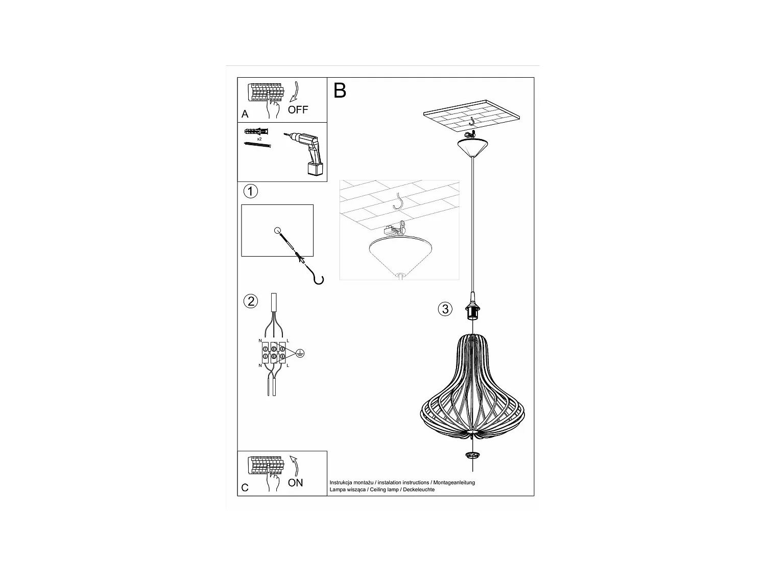 Lampe pendante Eclipse bois