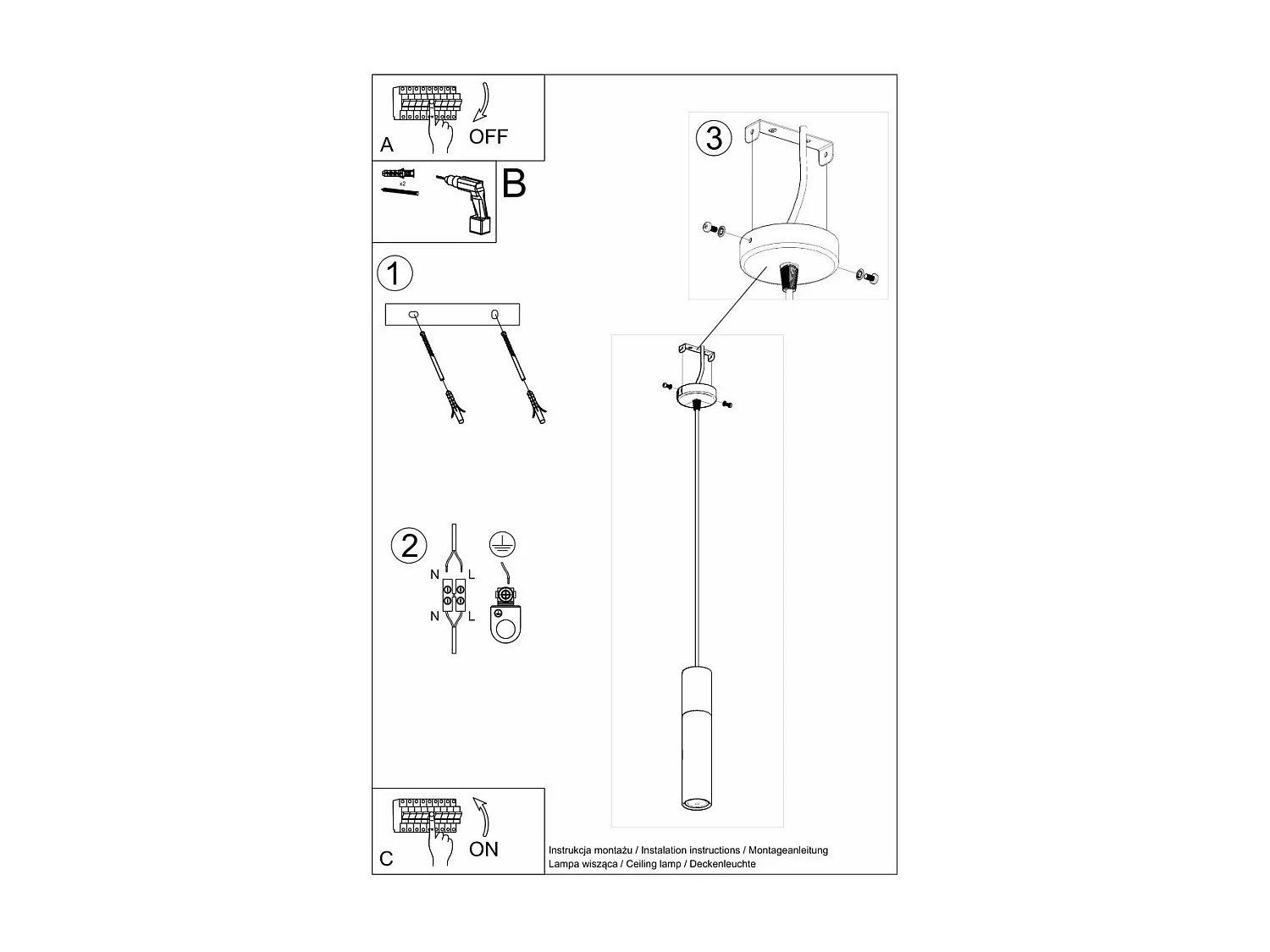 Lampe pendante BORGIO 1 noir