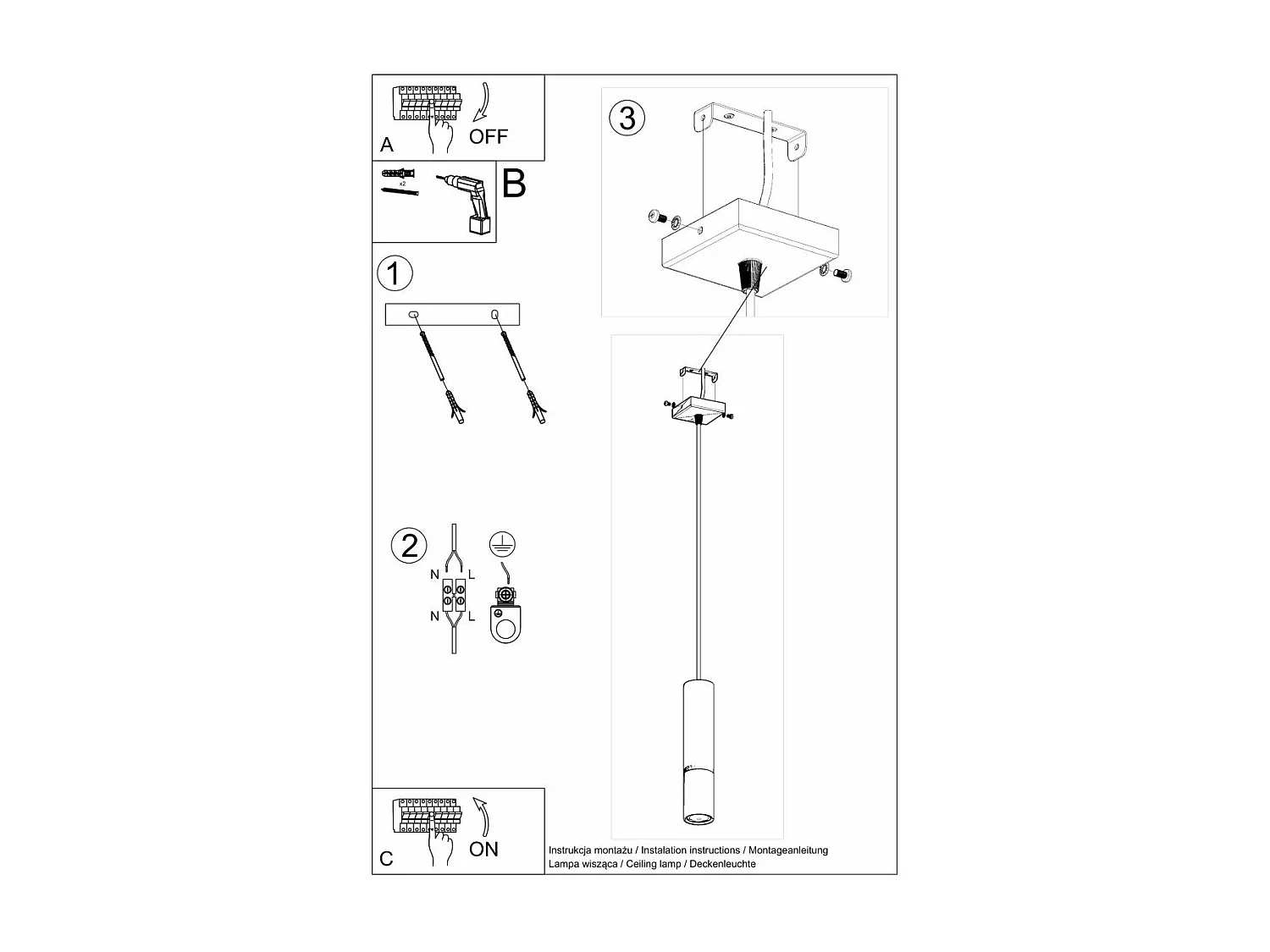 Lampe suspendue Luminous 1 noir-cuivre
