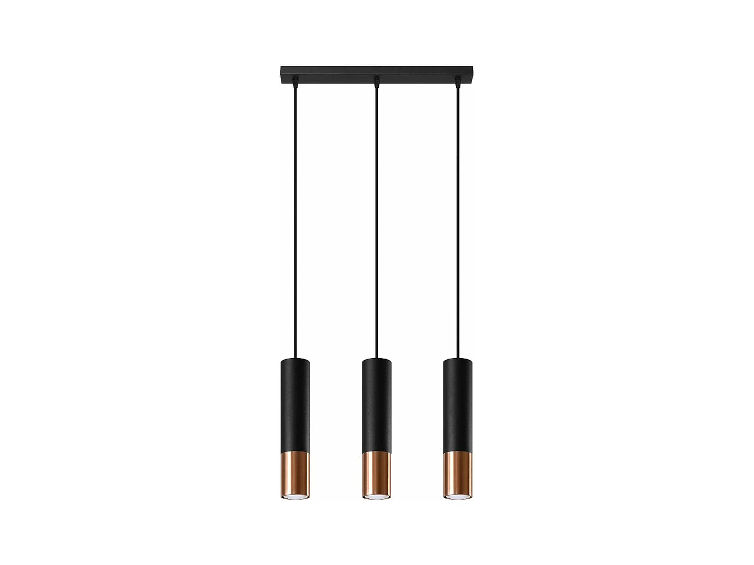 Lampe suspendue Luminous 3L noir-cuivre