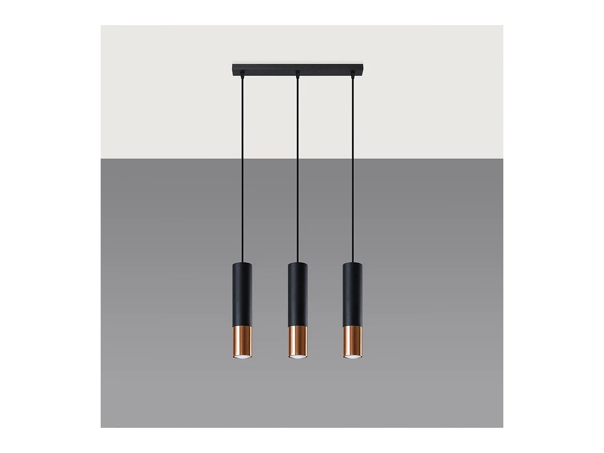Lampe suspendue Luminous 3L noir-cuivre