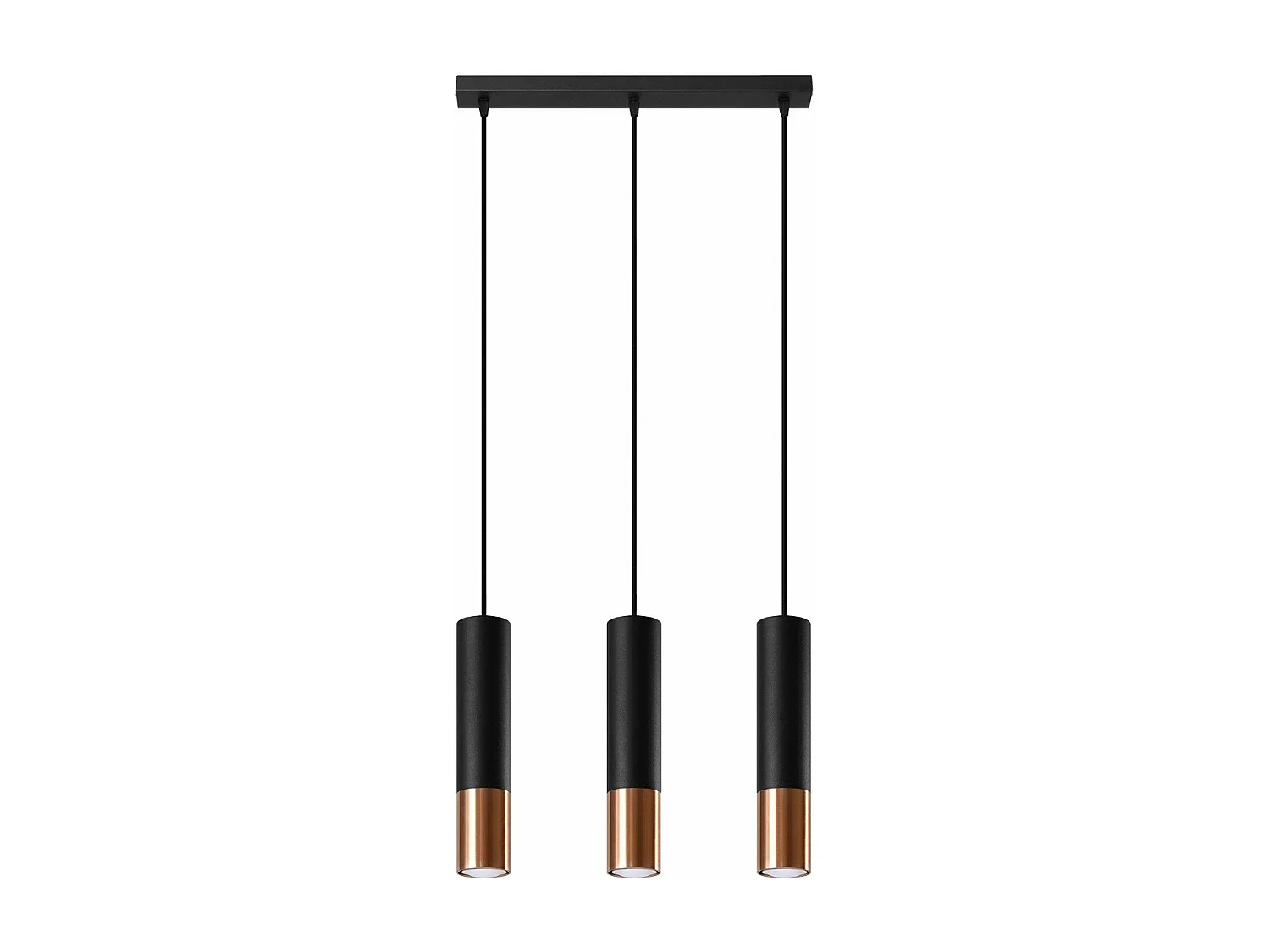 Lampe suspendue Luminous 3L noir-cuivre