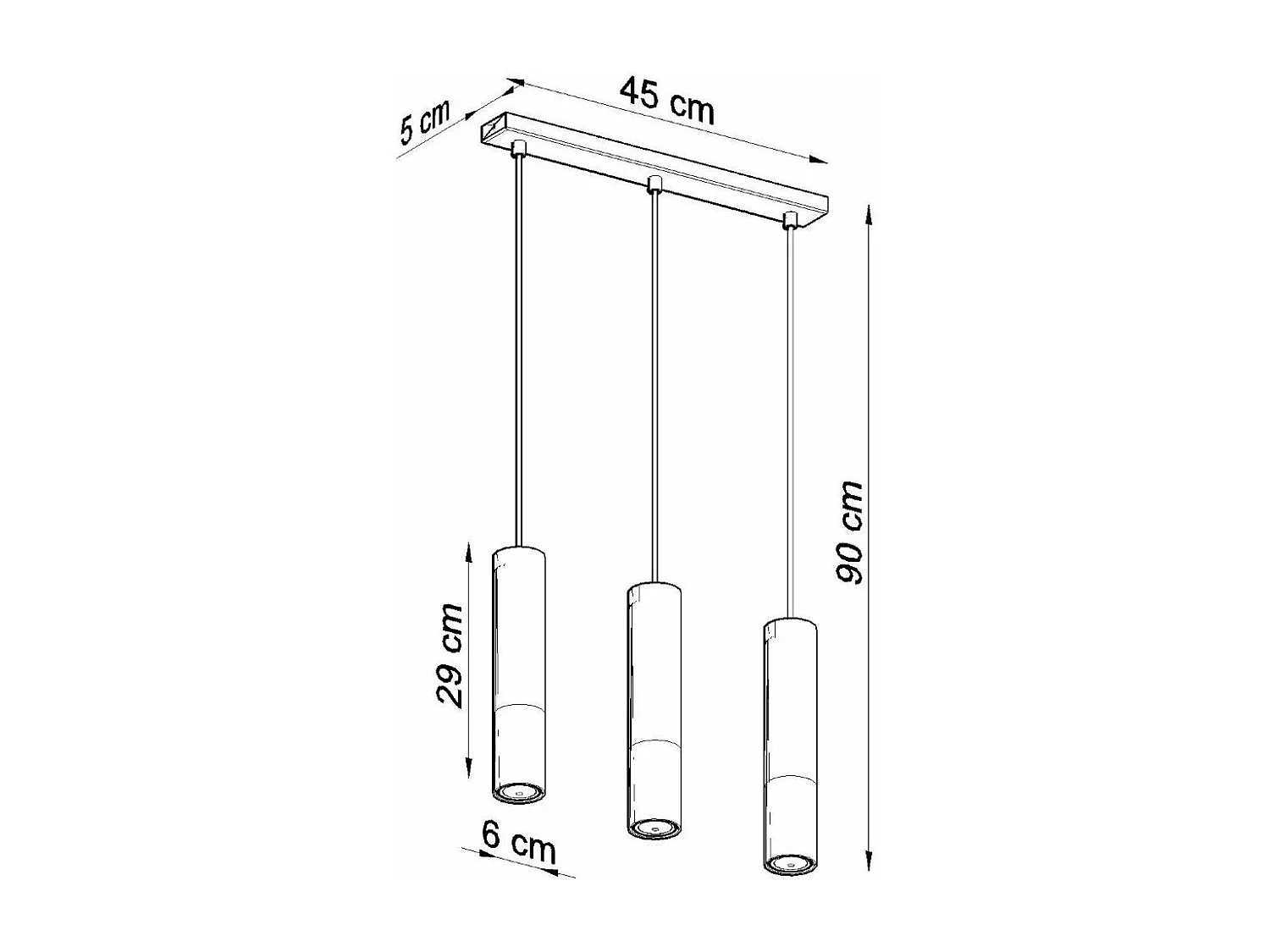 Lampe suspendue Luminous 3L noir-cuivre
