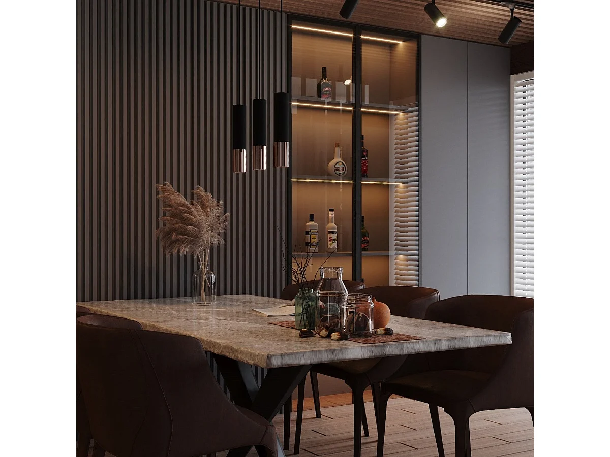 Lampe suspendue Luminous 3L noir-cuivre