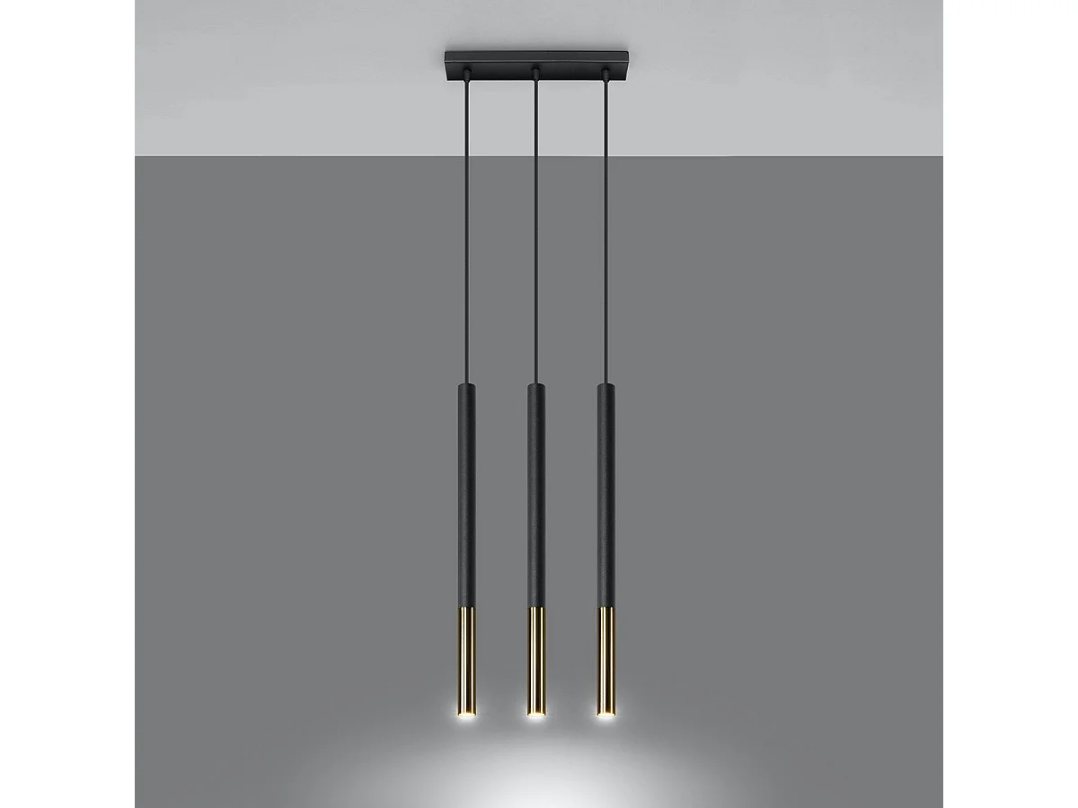Lampe suspendue Mizar 3L noir-doré
