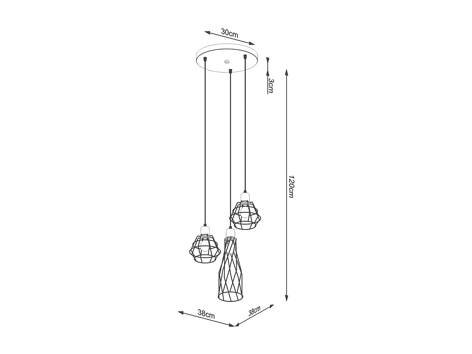 Lampe suspendue Chiara 3P noir