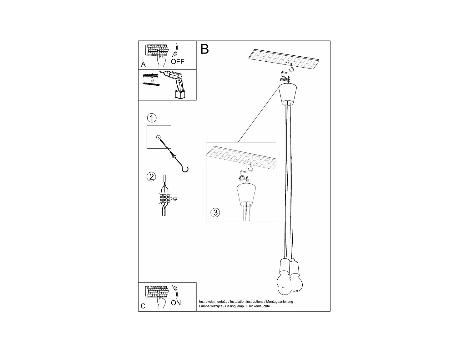 Lampe pendante Dione 3 orange