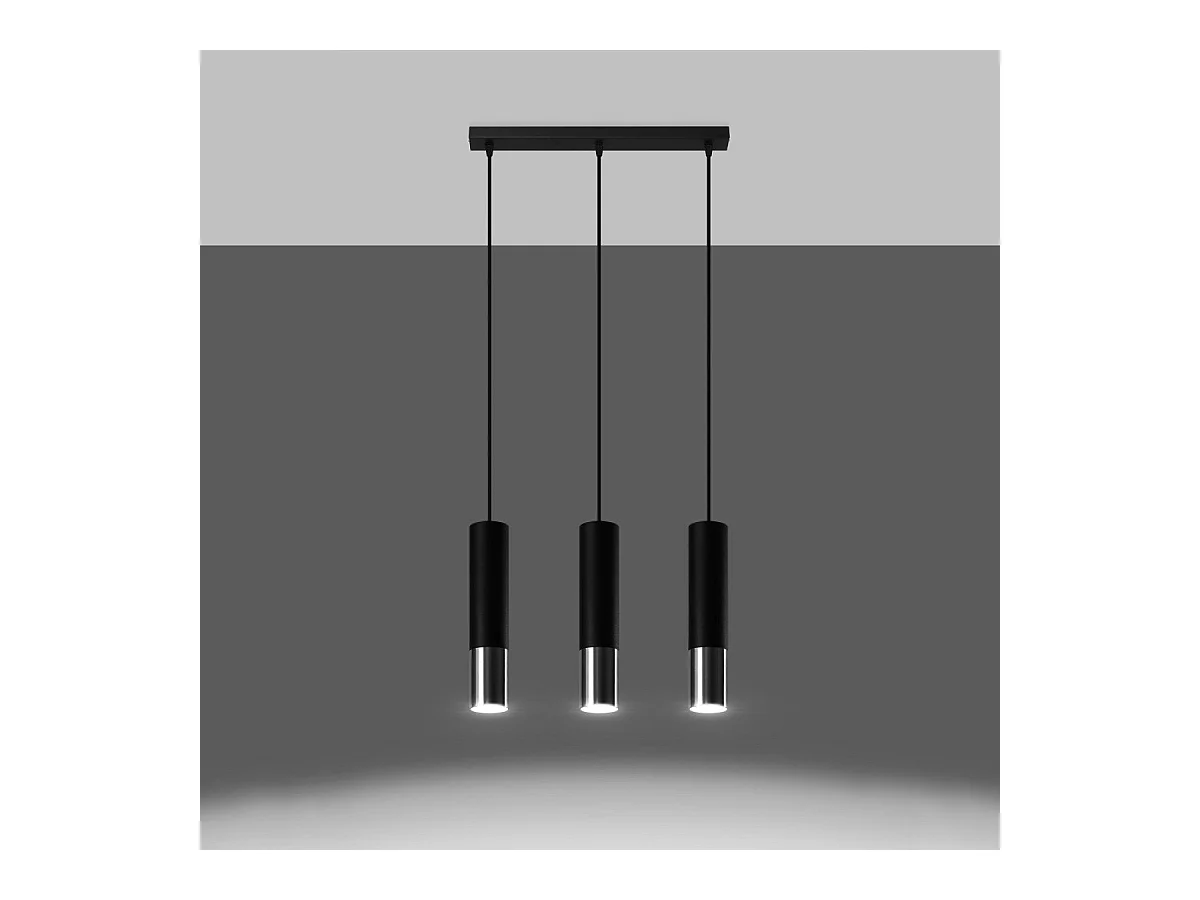 Lampe suspendue Luminous 3L noir-chrome