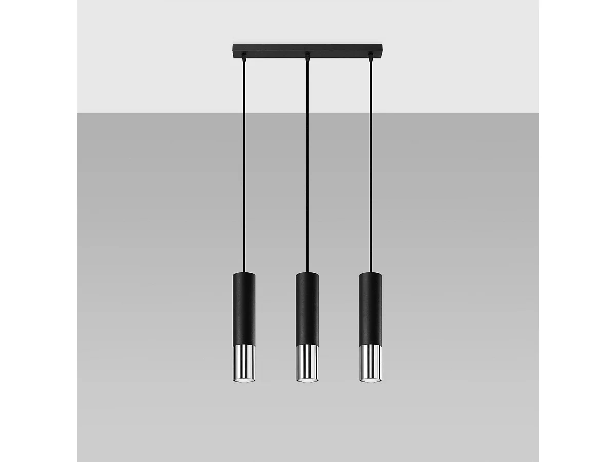 Lampe suspendue Luminous 3L noir-chrome
