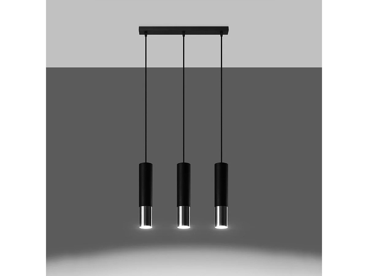Lampe suspendue Luminous 3L noir-chrome