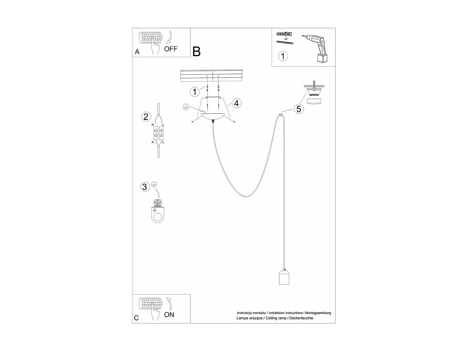 Lampe suspendue Nix 1 LONG