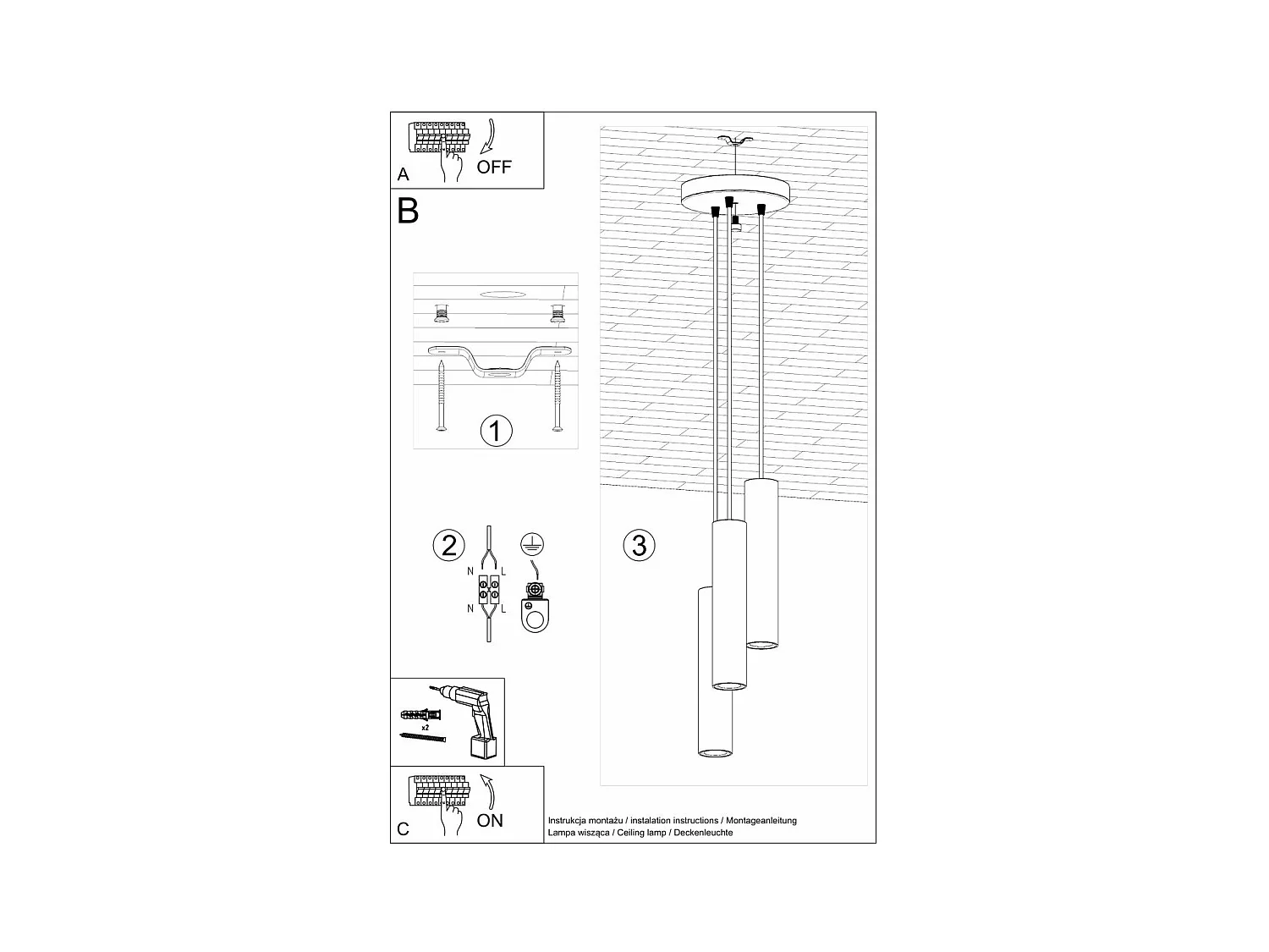 Lampe suspendue Luminis 3P blanc