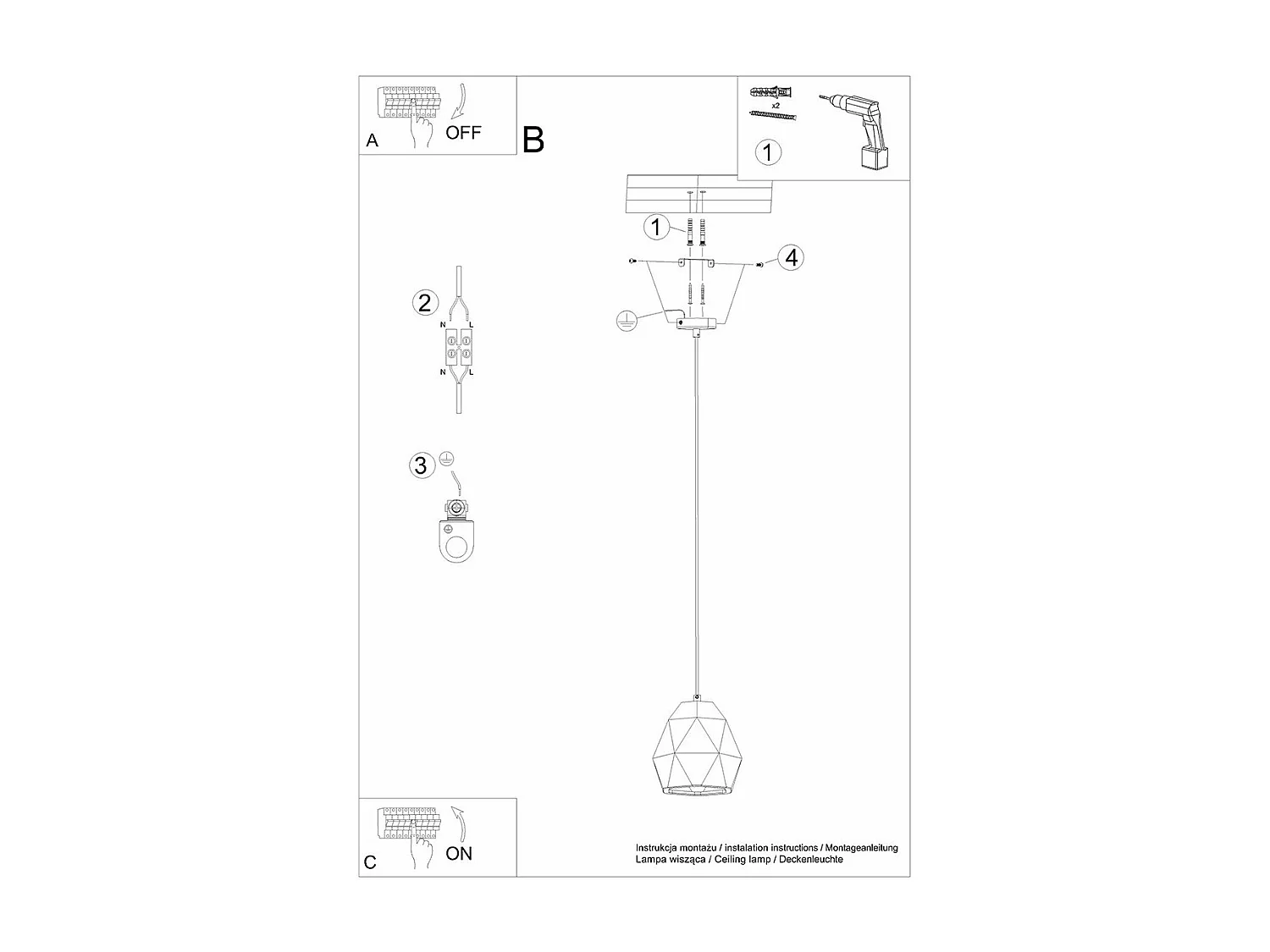 Lampe suspendue en céramique Meteor