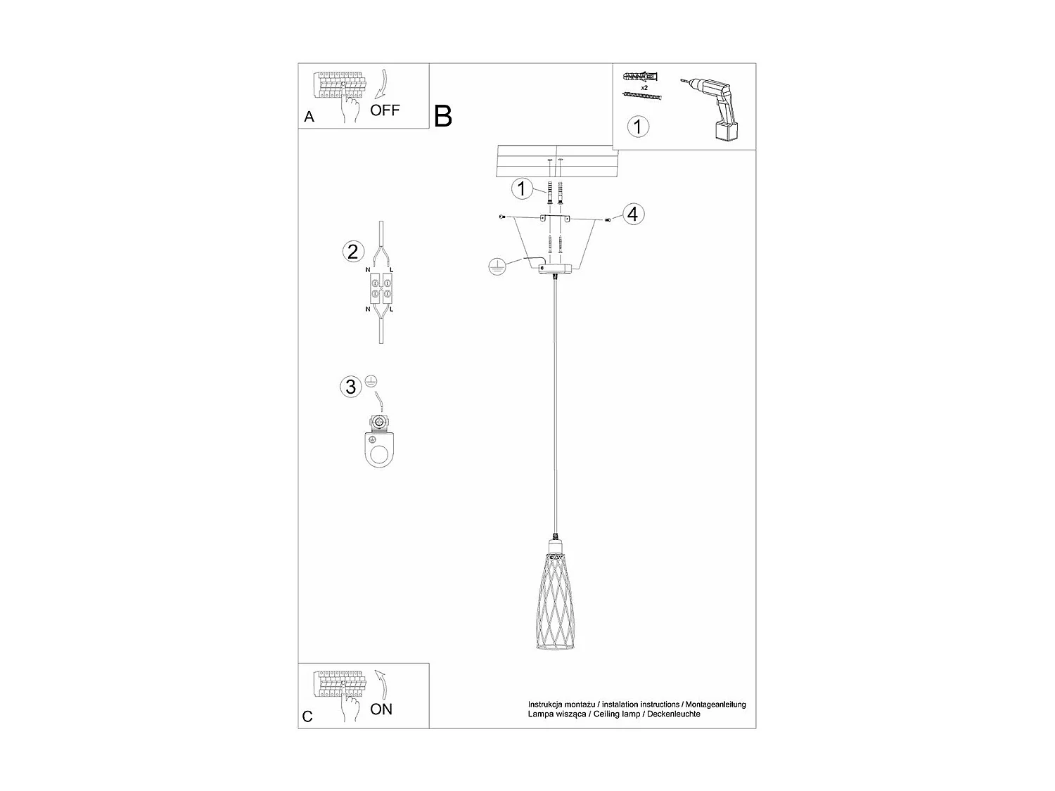 Lampe suspendue Chiara 1 noir